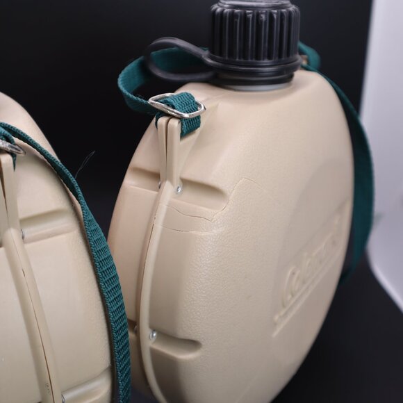 Coleman Water Canteen w Carry Strap Heavy Duty Plastic Camping Vintage Hiking - Picture 7 of 9